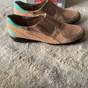 Vaneli Sport Tan w/ Teal Slip On Sneakers